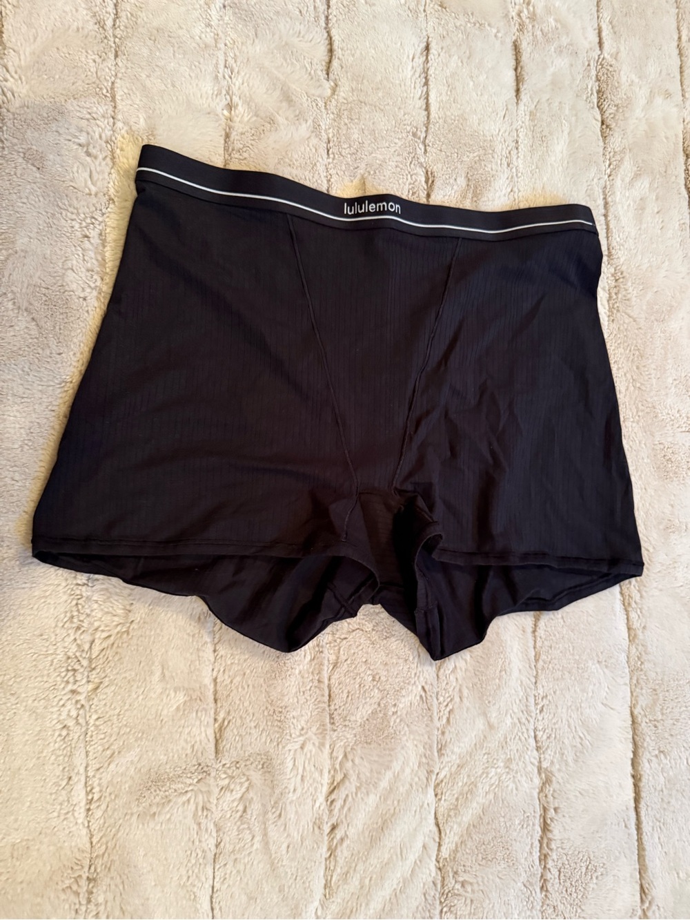 lululemon Black Ribbed Boxer Shorts, Size Medium
